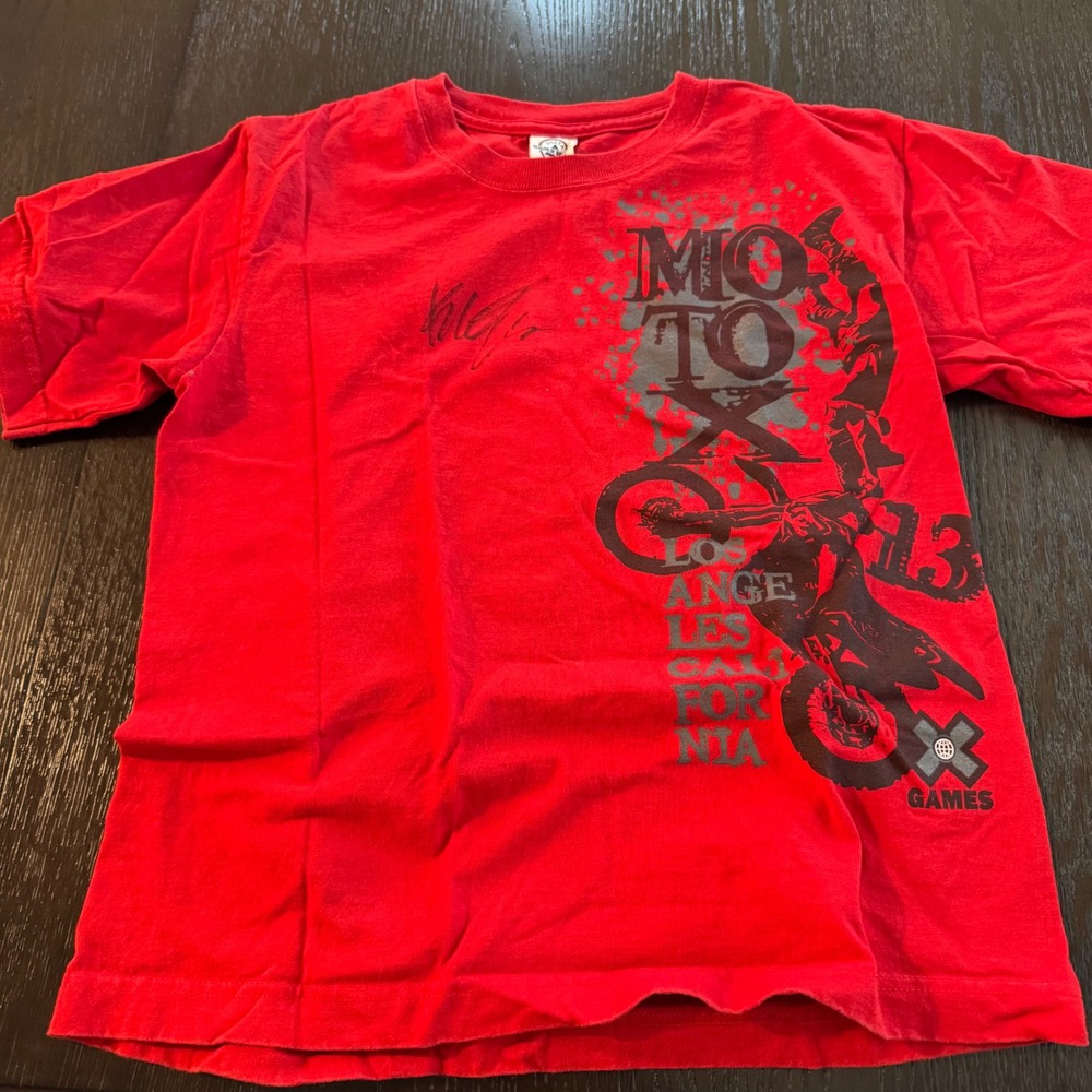 Vintage X Games Moto X Los Angeles Signed Graphic Tee Red Youth Large